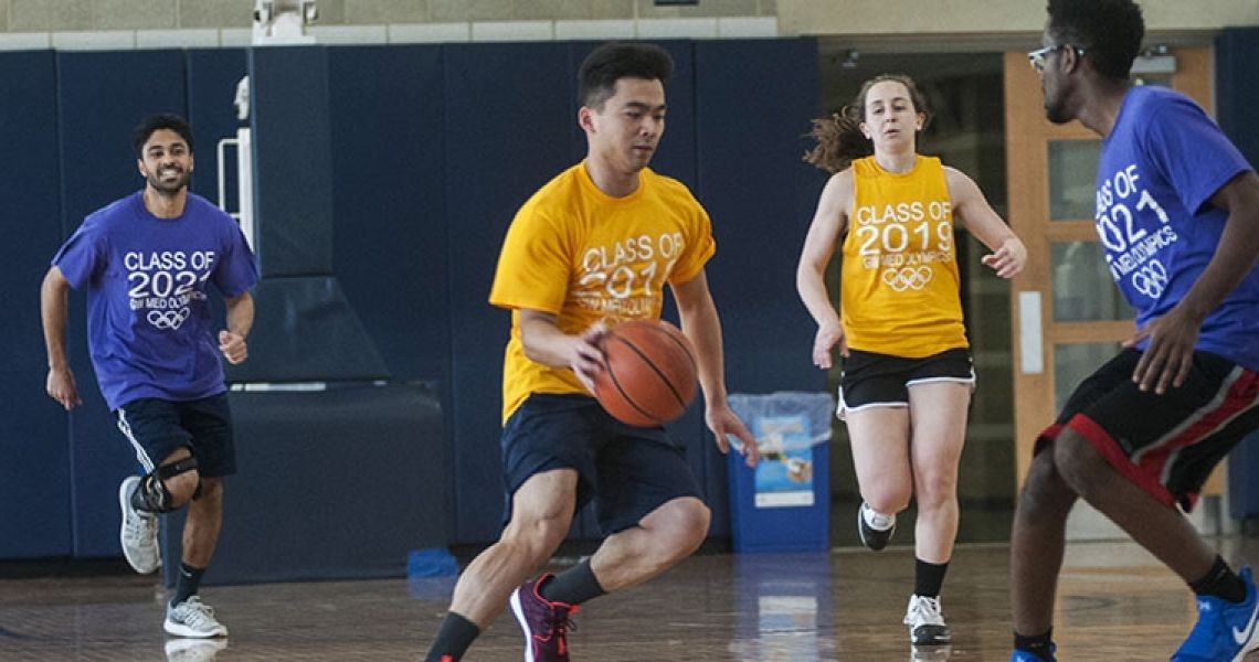 People playing basketball